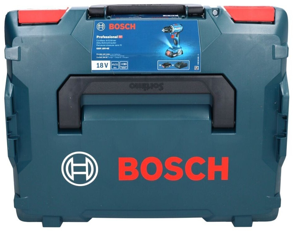 Bosch - Bosch GSR 18V-45 Perceuse-visseuse sans fil 18 V 45 Nm (06019K3203)  brushless + 2x Batteries 2,0 Ah + Chargeur + Coffret L-Boxx - Perceuses,  visseuses sans fil - Rue du Commerce
