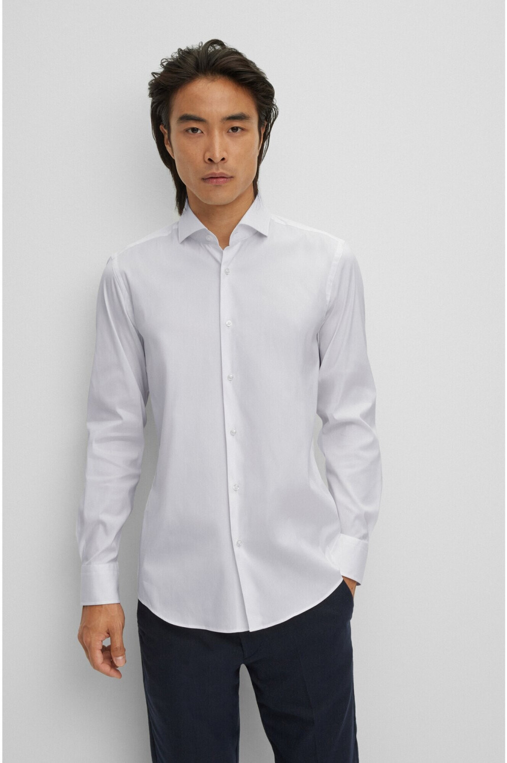 BOSS - Slim-fit shirt in easy-iron cotton-blend poplin
