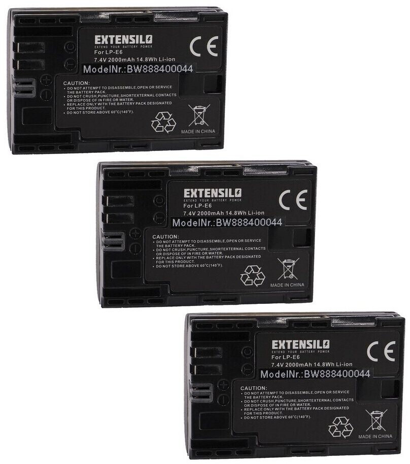 EXTENSILO 3x Replacement Battery for Canon LP-E6N (2000mAh)
