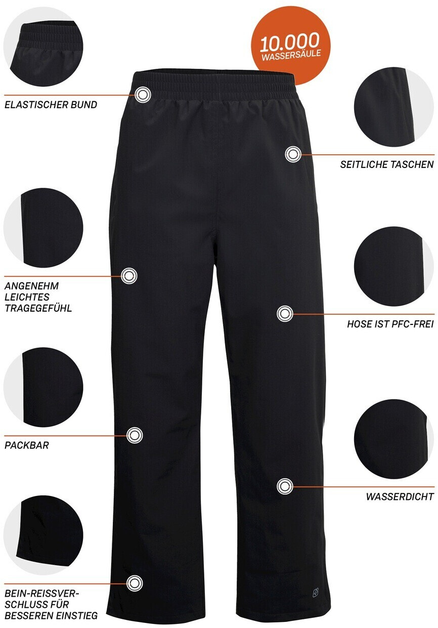 Killtec Herren Regenhose mit Bein-Reissverschluss packbar, schwarz ab 31,99  € | Preisvergleich bei