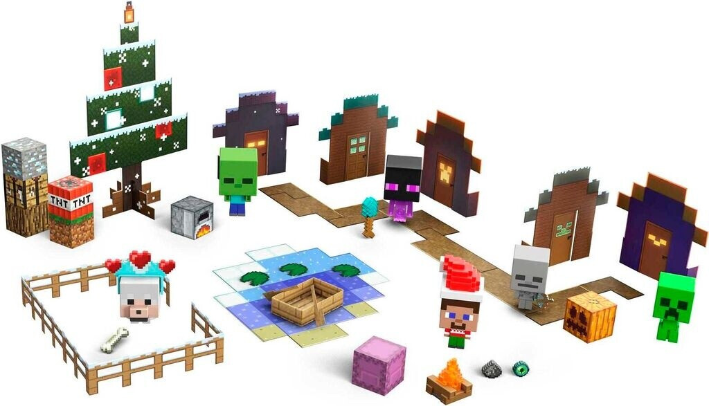 Mattel Minecraft Mob Head Minis 2022 - Set Completo Di 8 Micro Figure (Bundle HHP58-956B) Con Steve, Alex, Creeper E Mucca