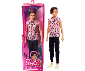 Barbie Ken Fashionistas N. 193 - Bambola Snella Con Felpa A Fulmini E Capelli Castani, Giocattolo 3+ Anni