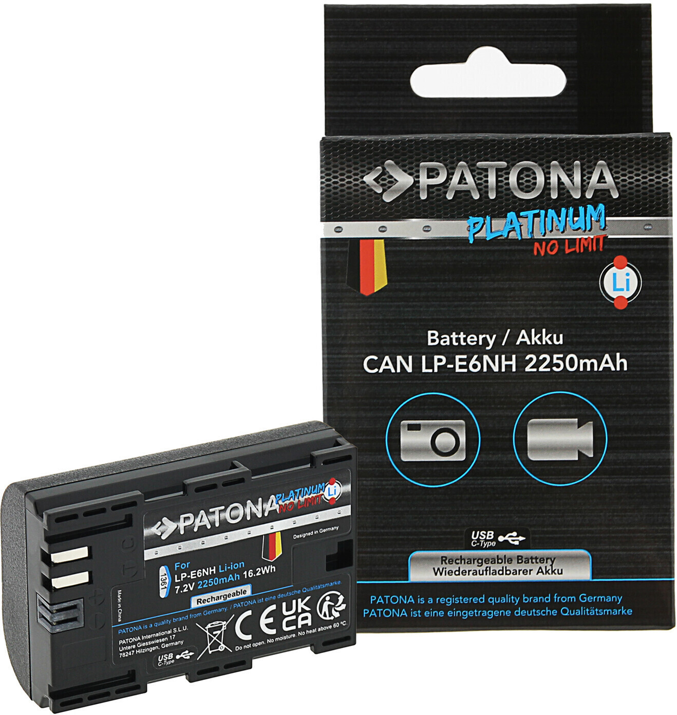 Patona Platinum Replacement Battery for Canon LP-E6NH (2250mAh)