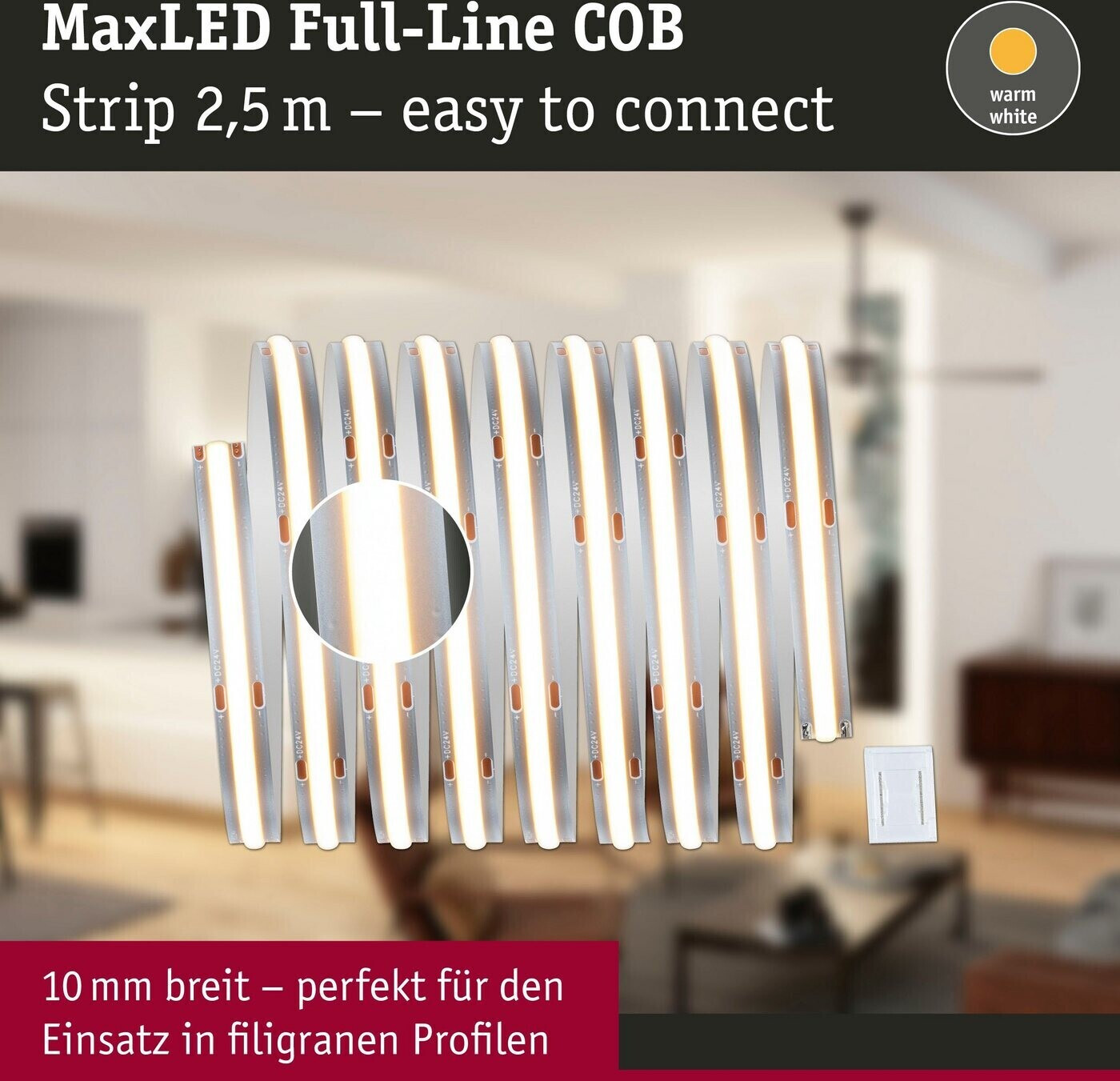 Paulmann MaxLED 500 LED Stripe Einzelstripe | Preisvergleich 2,5m (71047) COB Full-Line bei 19,55 ab €