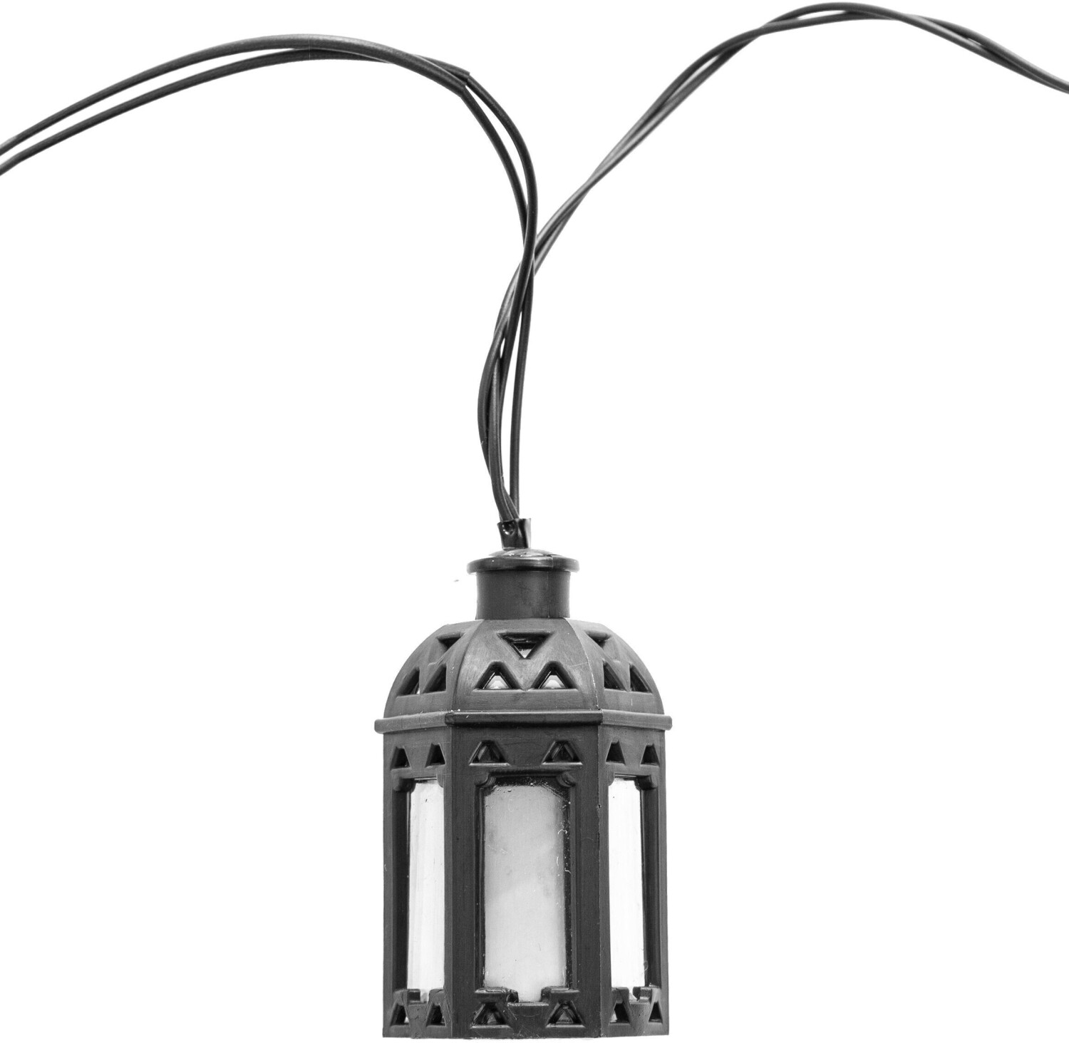 Guirlande lumineuse LED lampe solaire d'extérieur décoration de balcon en  forme de lanterne, plastique noir, LED blanc chaud, L 200 cm, terrasse,  NINO 69031008