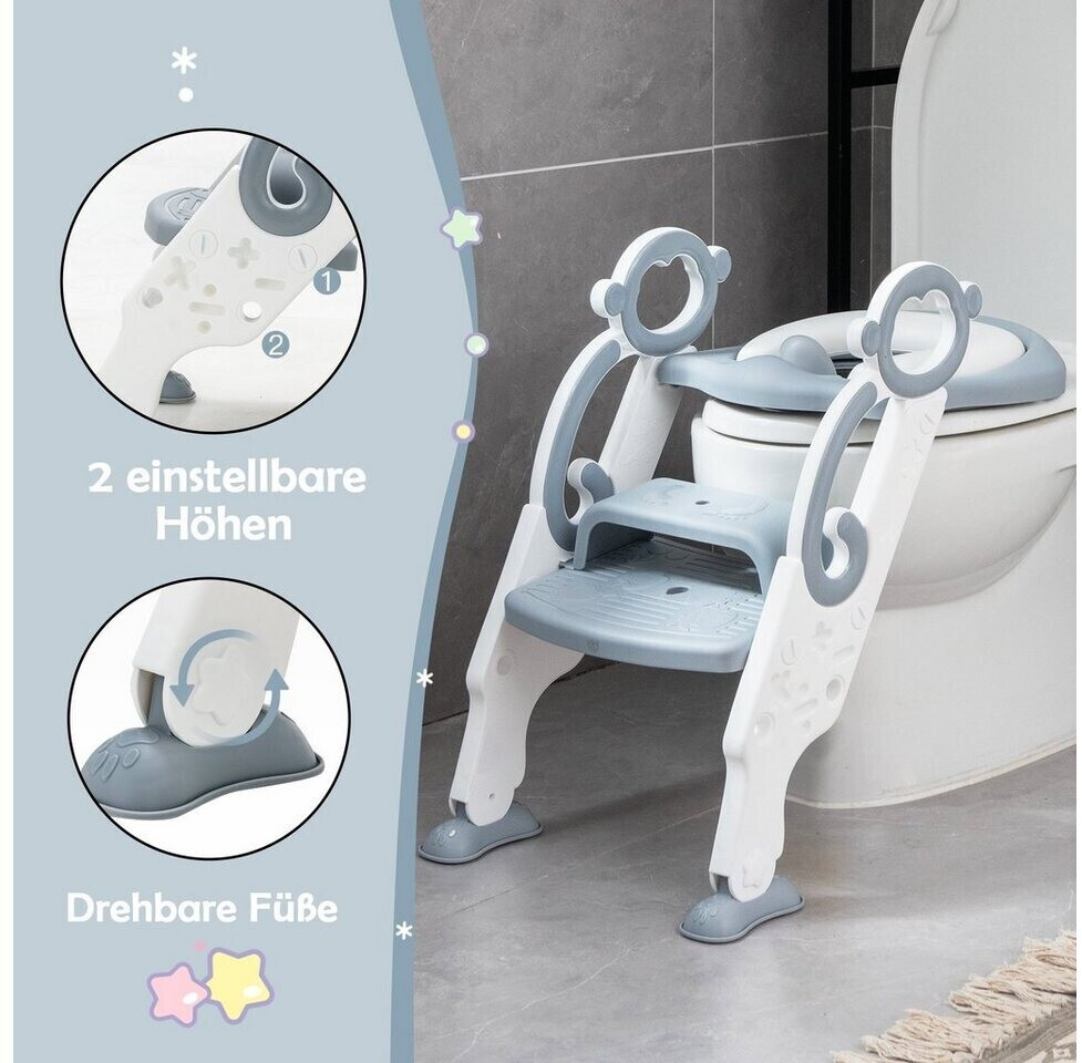 COSTWAY Kinder Toilettensitz höhenverstellbar, Toilettentrainer faltba –