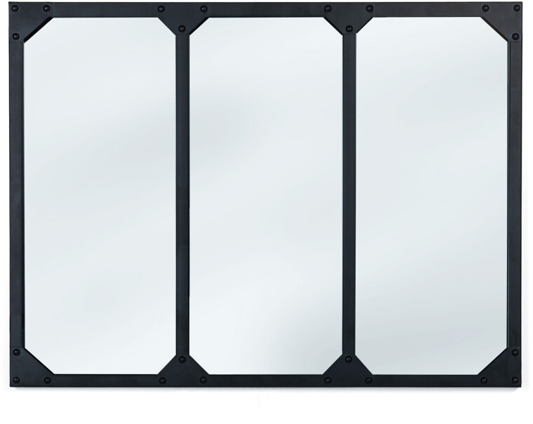 IDMarket Miroir verrière 3 bandes industriel 80 x 60 cm