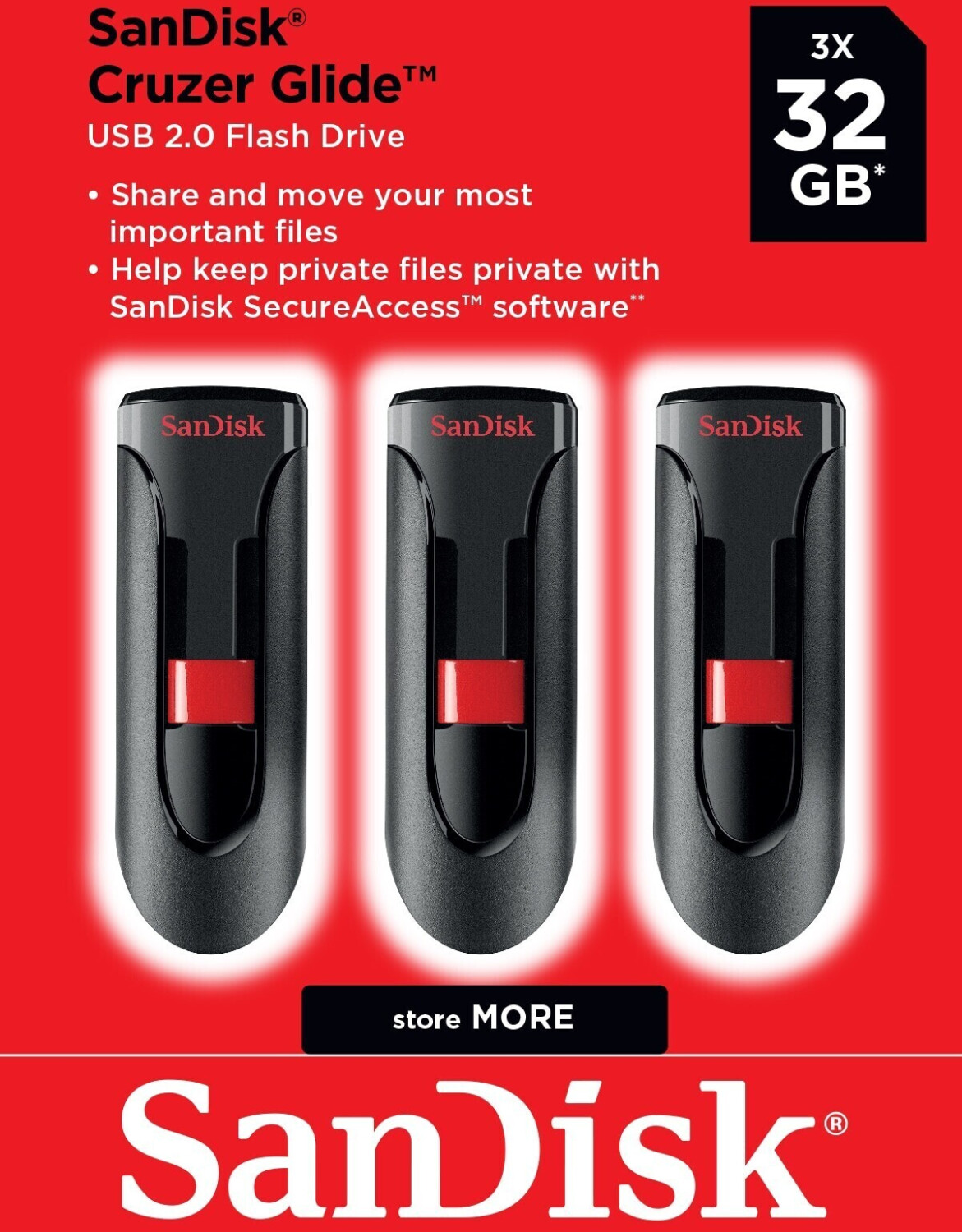 SanDisk Cruzer Glide 32GO 3-pack