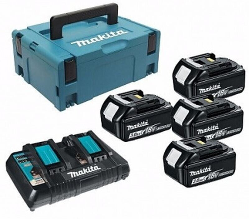 Makita 4er Set BL1830B 18V 3Ah + DC18RD + Makpac Gr. 2 (197970-3)