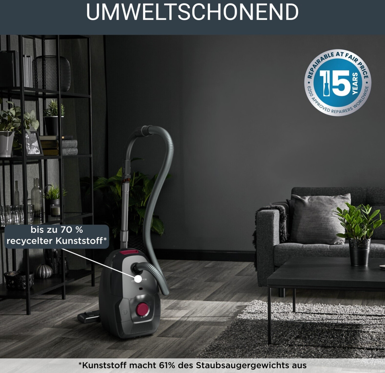 Rowenta Green Force Max Aspirapolvere Con Sacchetto | 900W, Filtro HEPA E Raggio 12m | Ecologico Con Plastica Riciclata | Perfetto Per Chi Ha Animali O Allergie