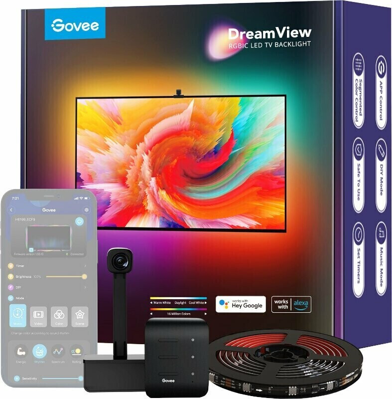 Govee DreamView T1 WiFi TV LED RGBIC Strip für 55-65 TV/PC