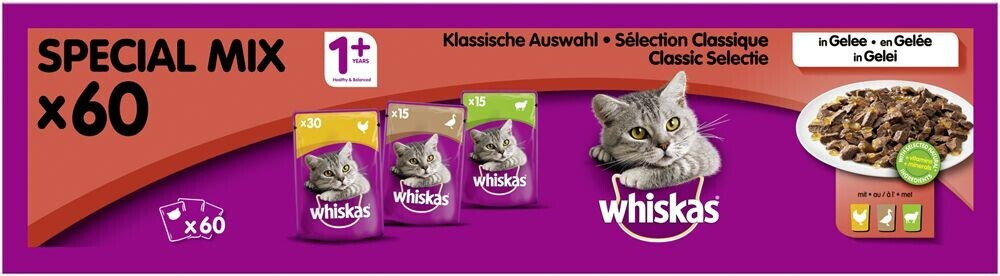 Whiskas Special Mix 1 Klassische Auswahl in Gelee 60 x 100g ab 27 99 Preisvergleich bei idealo