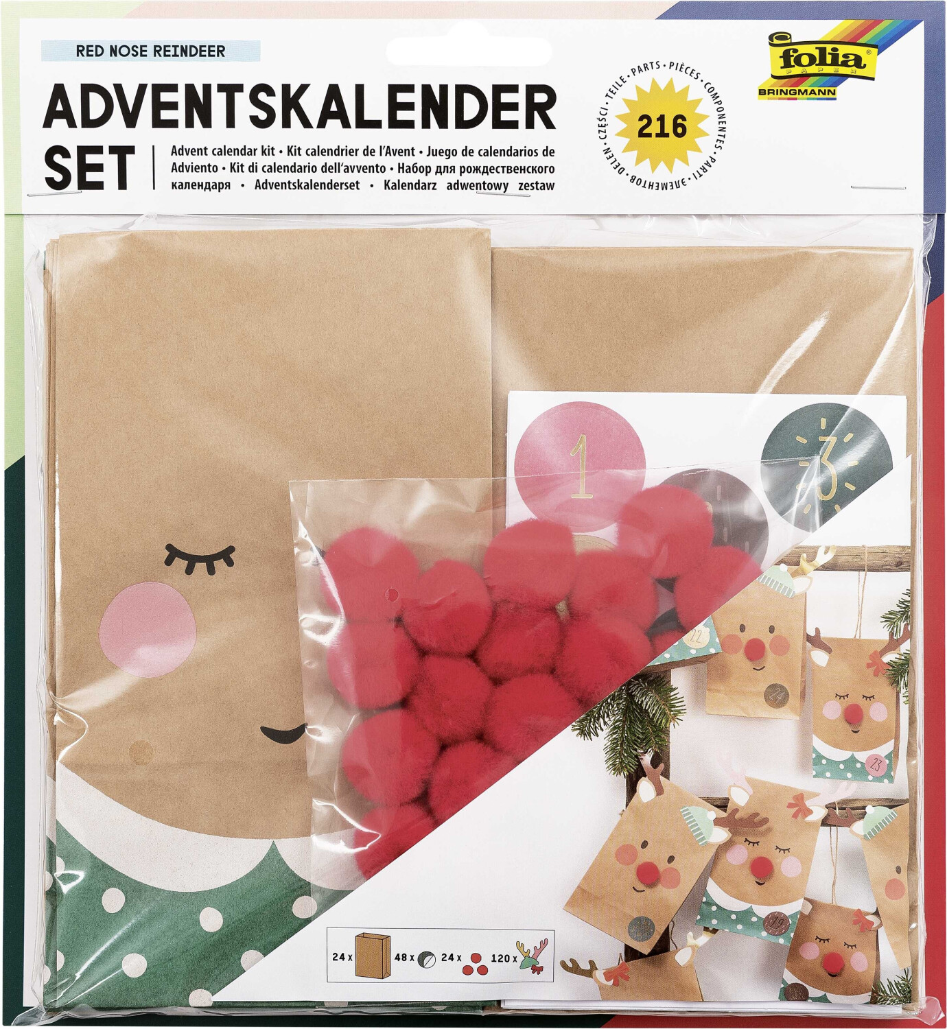 Folia Adventskalender Set Red Nose Reindeer ab 7,45 €