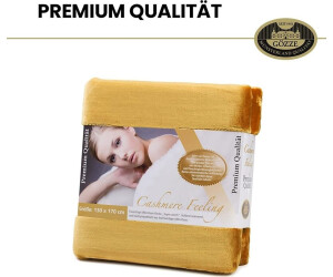 Gözze Couverture Douillette Premium Cashmere-Feeling Jaune Moutarde 130x170 Cm – 500 G/m² Ultra Douce