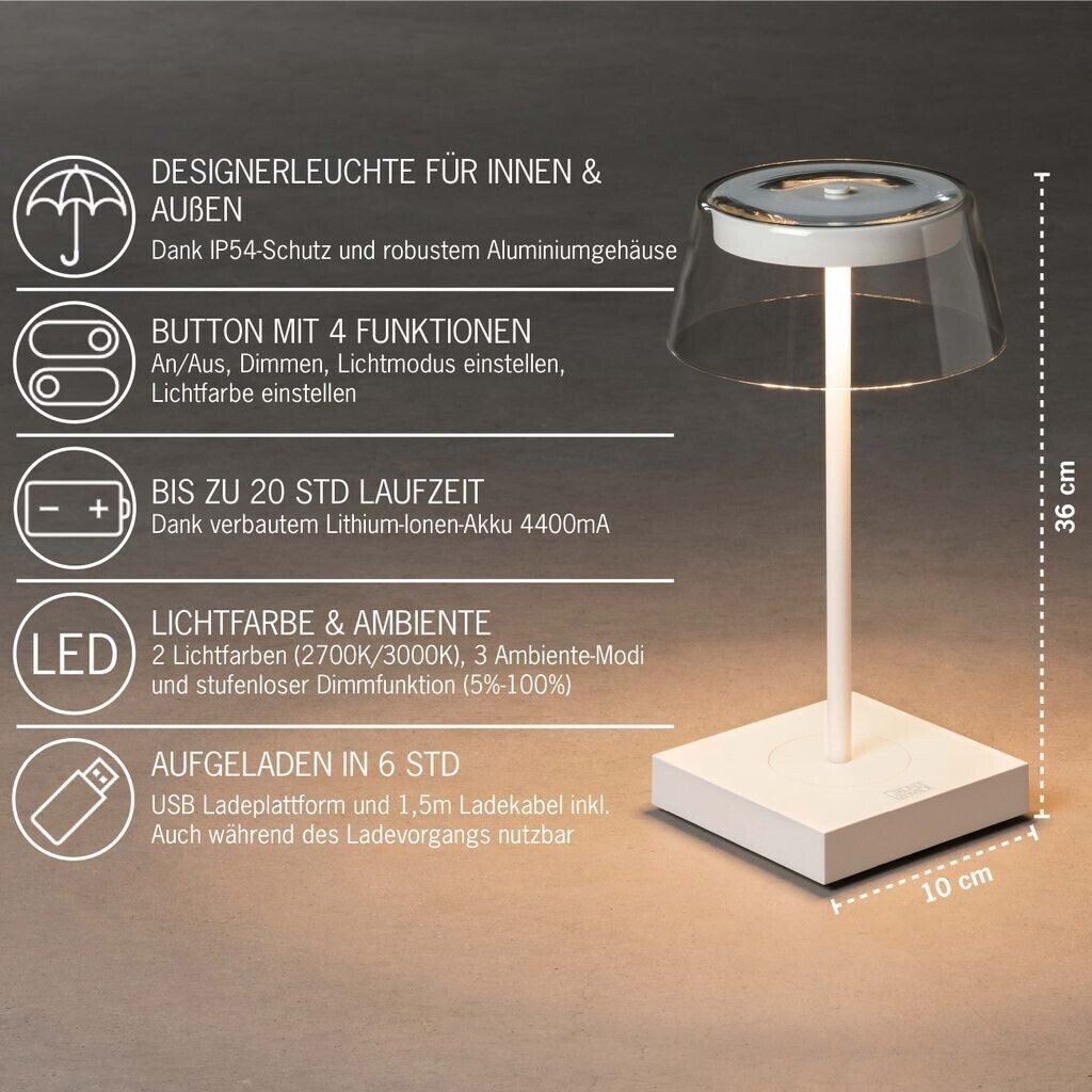 Konstsmide LED 2,5W/110lm Scilla Akku 90,00 bei € (7816-250) weiß | IP54 Preisvergleich ab Tischleuchte