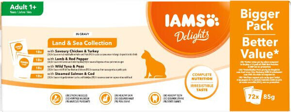 IAMS Cat Naturally Land and Sea Collection in Gravy 72x85g