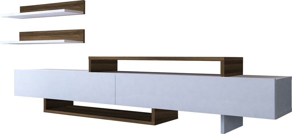 Homemania Schreibtisch Mit Regalen – Weiß/Walnuss, 90x40x75 Cm Für Büro & Homeoffice