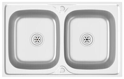 vidaXL Kitchen Sink with Double Basins Stainless Steel 80 x 50 x 15,5 cm