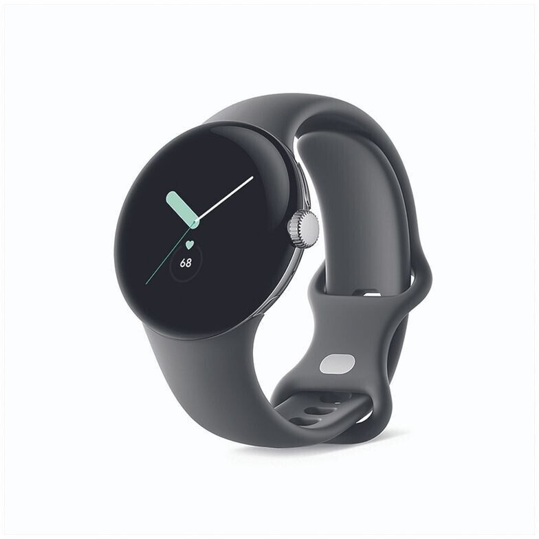 Google Pixel Watch Bluetooth Polished Silver Sportarmband Charcoal 