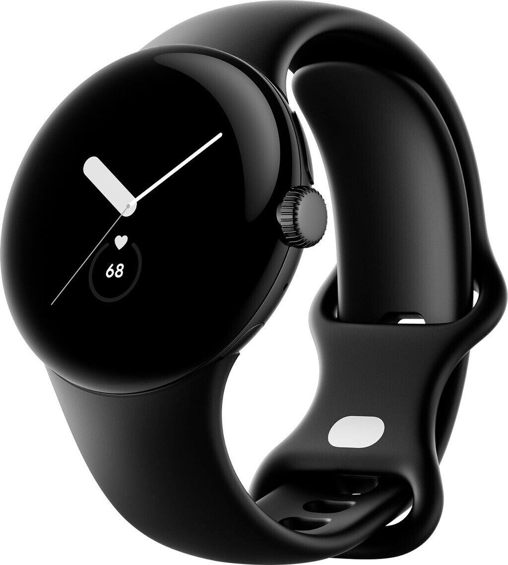 Image of Google Pixel Watch 4G Matte Black case Obsidian Active Band