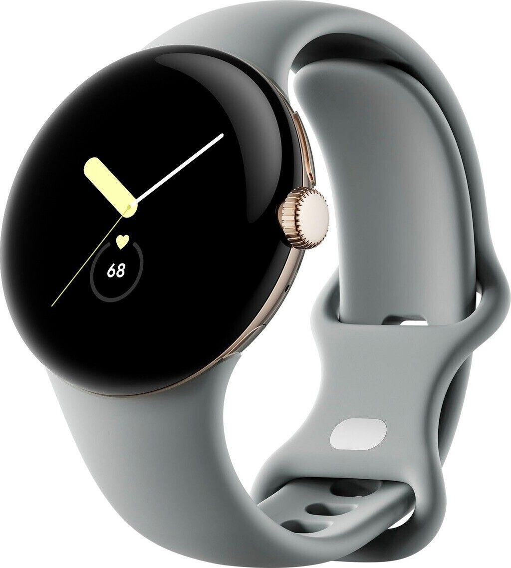 Google Pixel Watch 4G boîtier champagne doré bracelet vert sauge