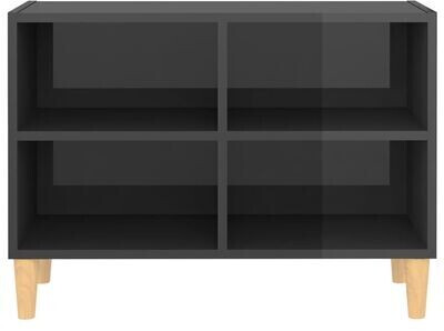 vidaXL TV Cabinet with Solid Wood Legs 69.5 x 30 x 50 cm high gloss grey (805931)