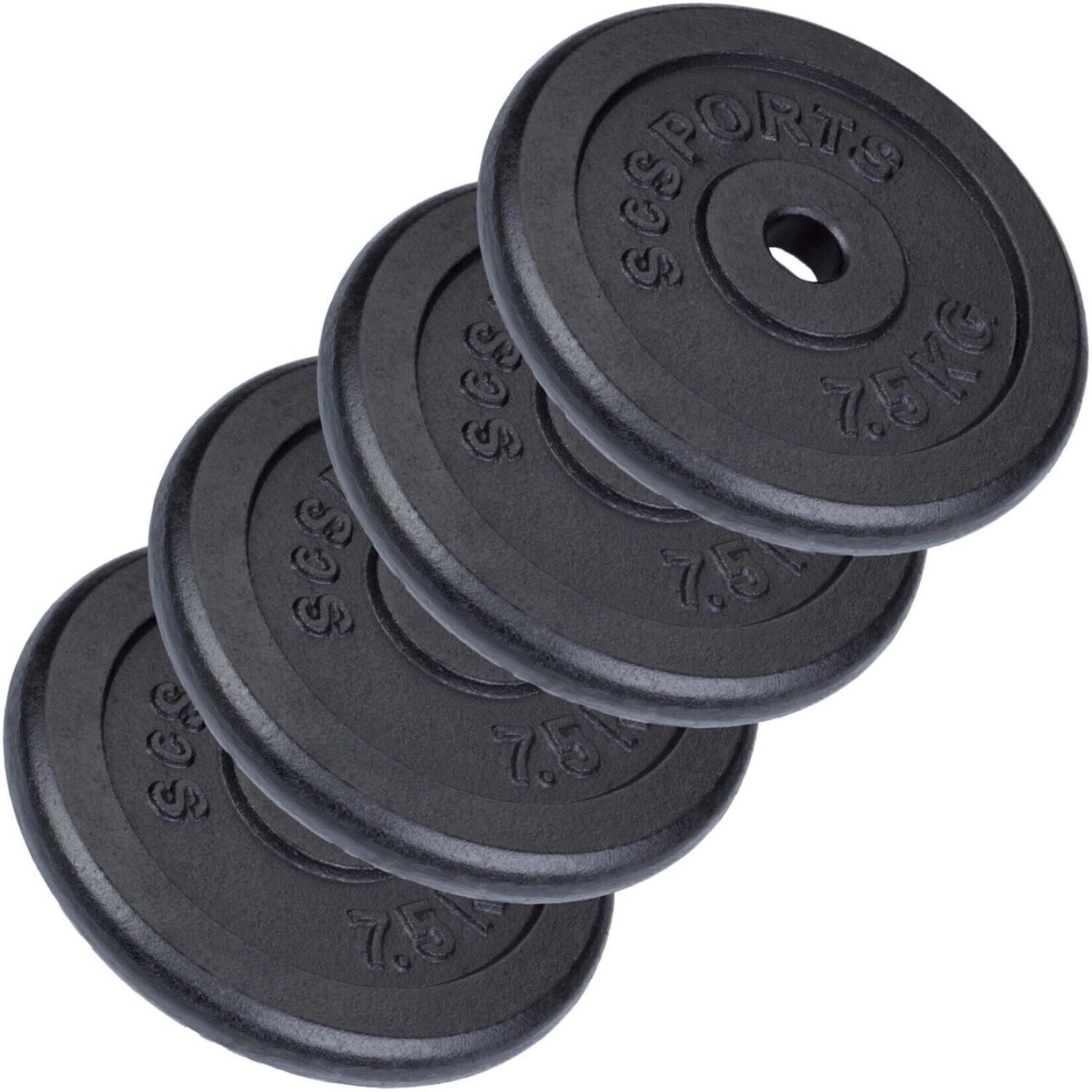 ScSPORTS 30 kg Weight Plates Set 4 x 7,5 kg Cast Iron
