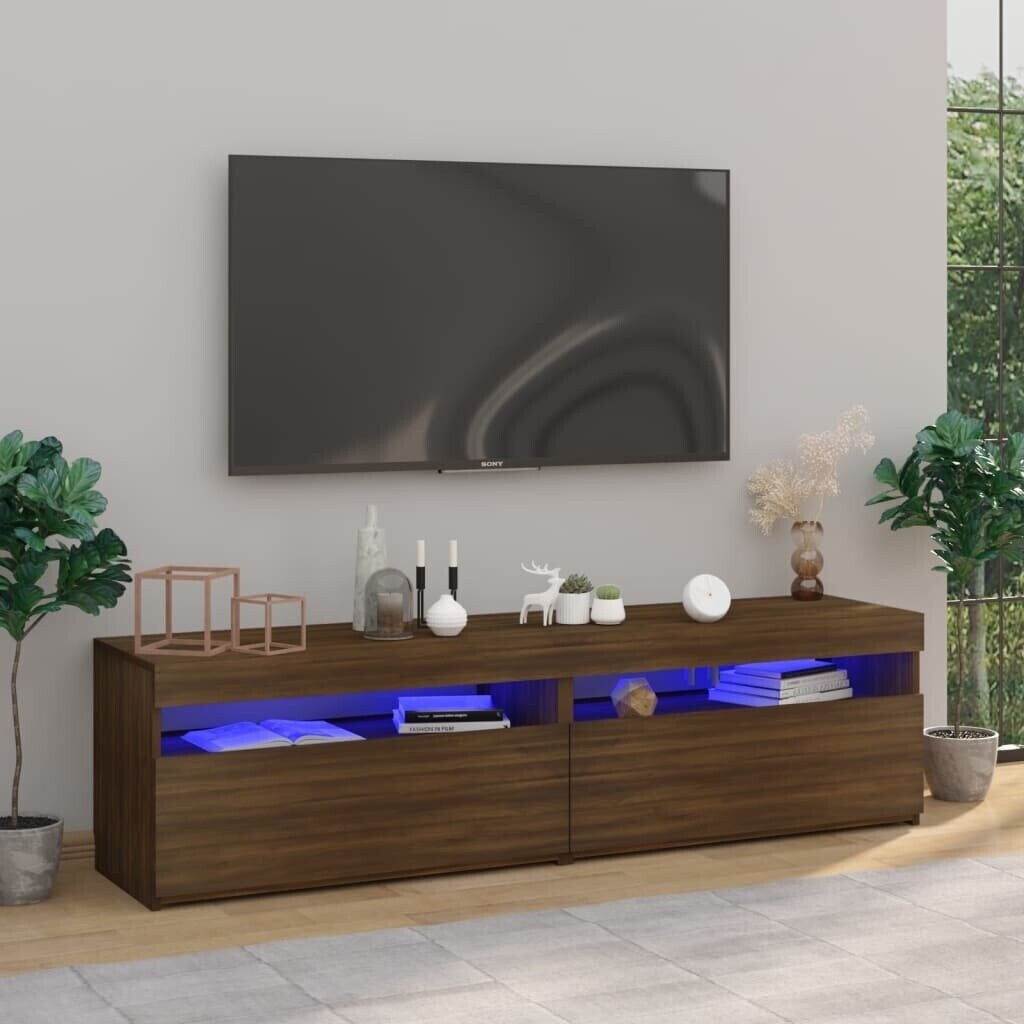vidaXL TV Cabinets 2 pcs with LED Lights 75 x 35 x 40 cm brown oak (815128)