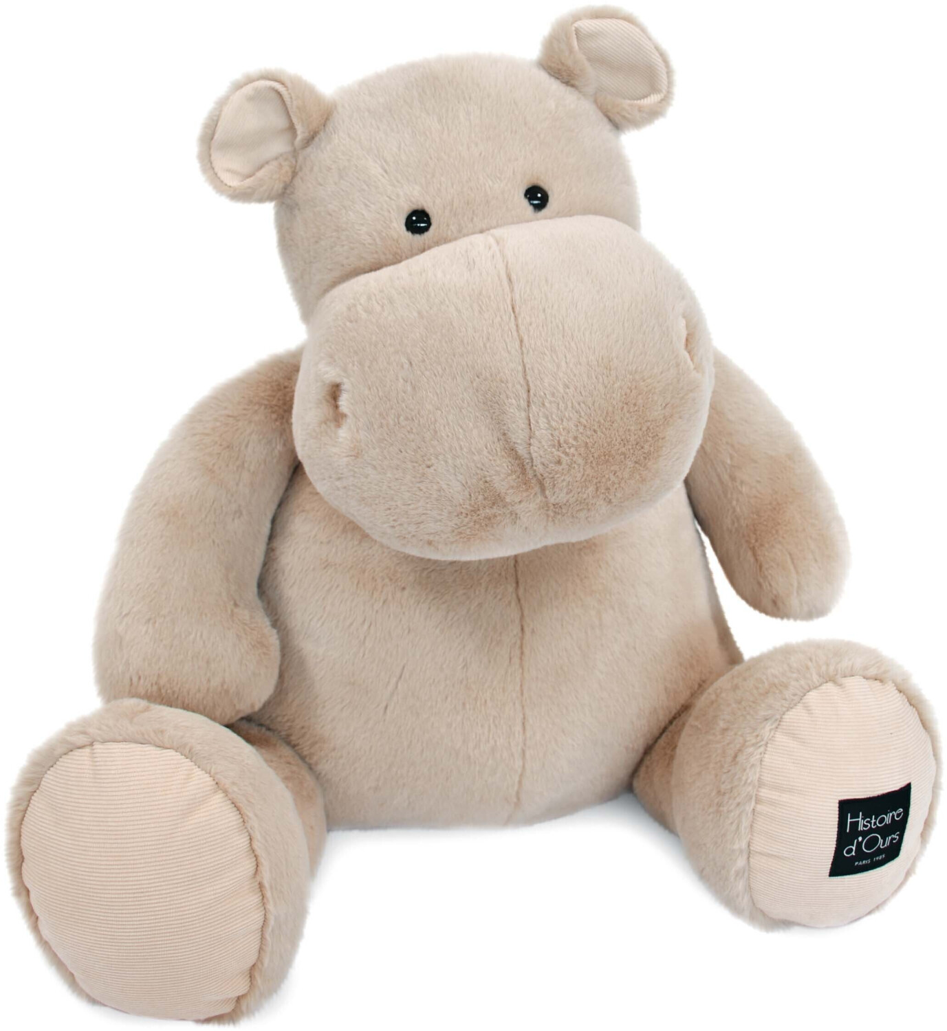 Histoire d'Ours Peluche hippopotame beige sable 85 cm (HO3095)