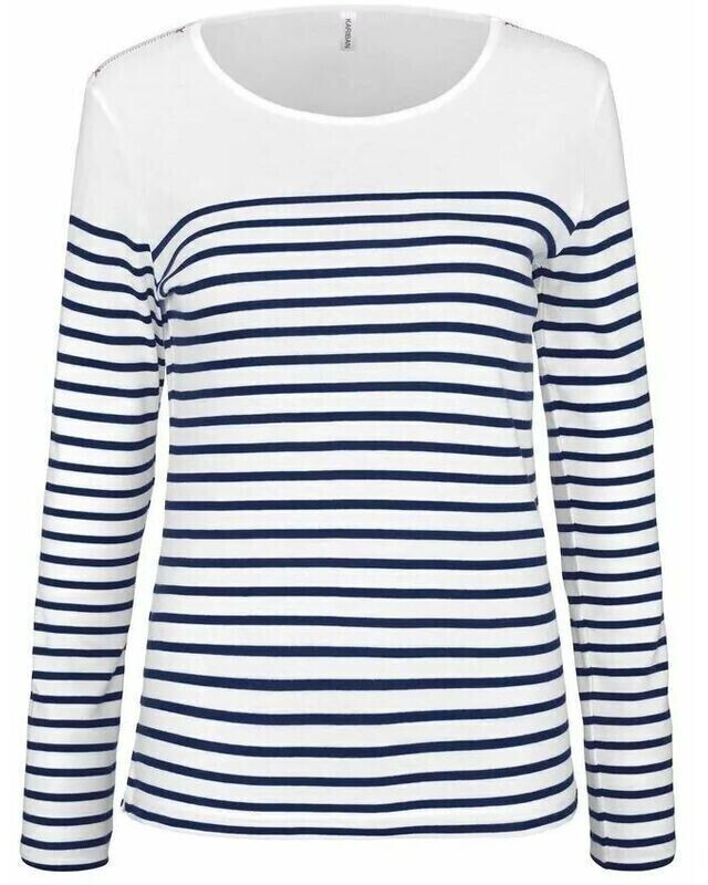 Kariban Striped Sweater K386 white/navy