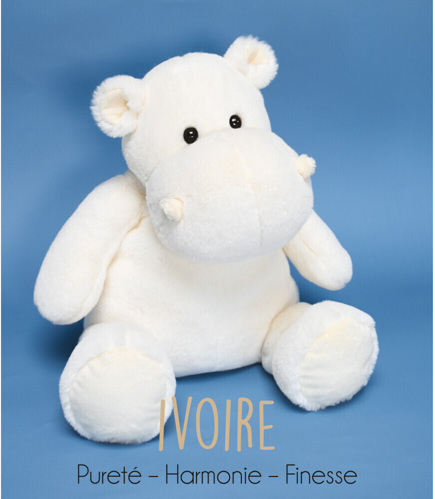 Histoire d'Ours Peluche hippopotame ivoire 85 cm (HO3092)