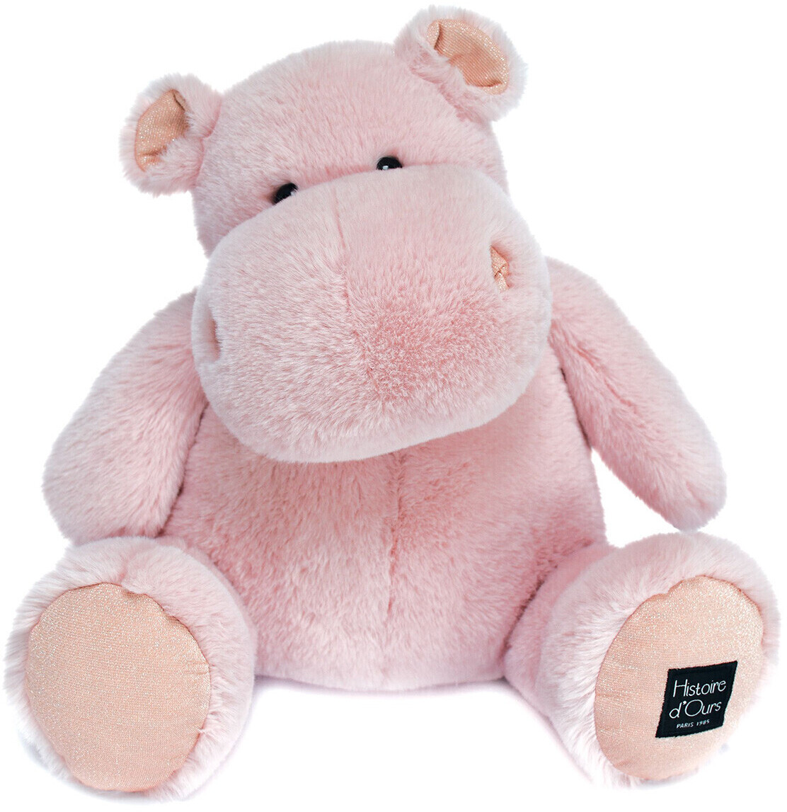 Histoire d'Ours Peluche hippopotame rose poudré 40 cm (HO3097)