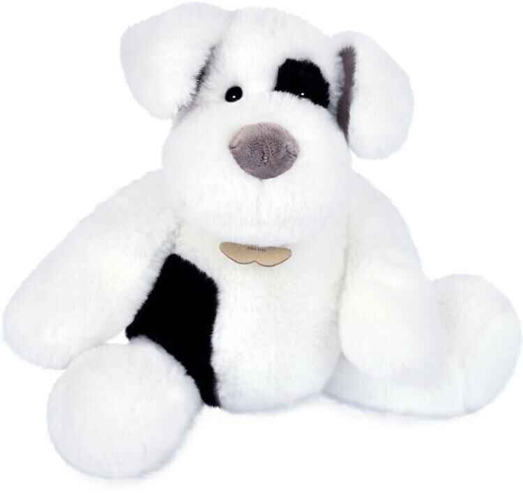 Histoire d'Ours Peluche chien Noopy blanc et noir 30 cm (HO3126)