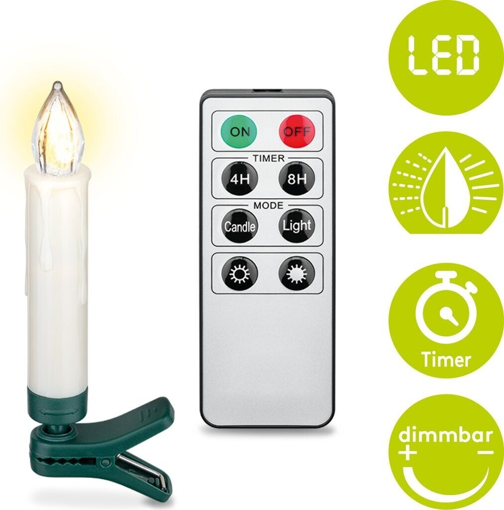 Goobay Wireless LED Christmas Tree Candles 10 x 1,5 cm White 20 Pcs. (53942)