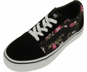 Vans black and hotsell white with roses