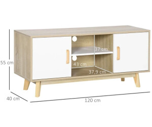 Mueble TV moderno blanco y madera 140x40x56cm