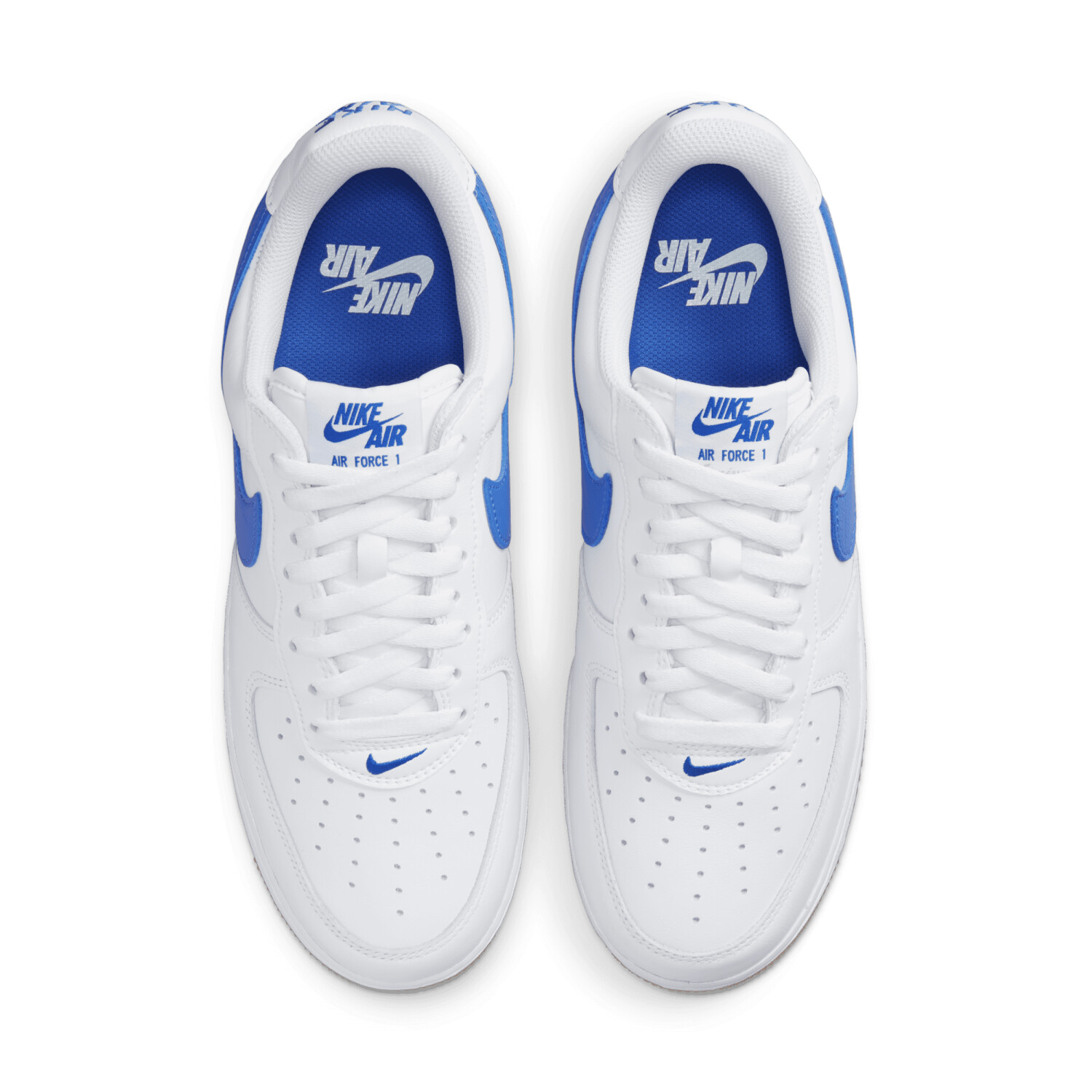Blue white outlet and gold nikes