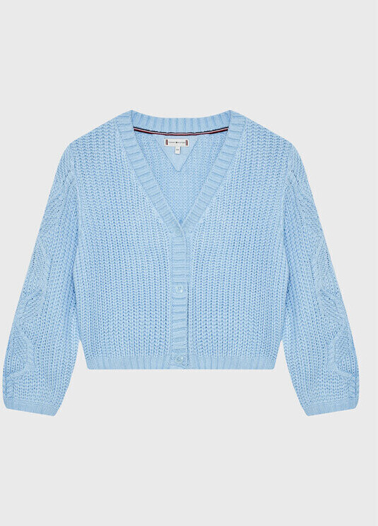 Tommy Hilfiger Cardigan Oversized Pointelle enfant bleu Relaxed Fit