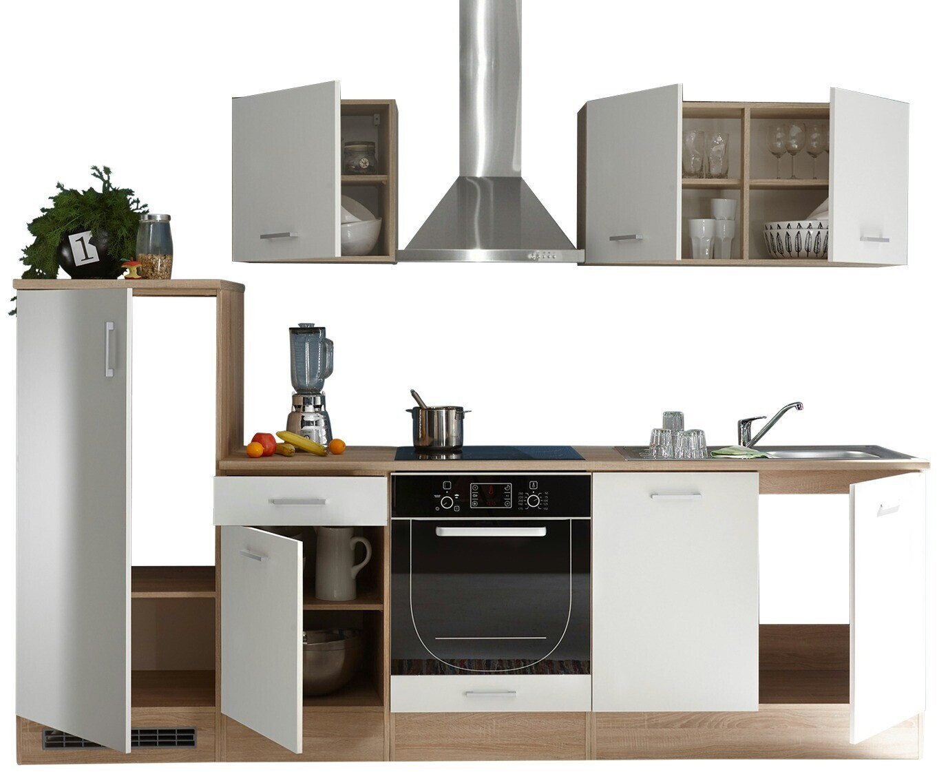 Mid.you Den Haag Küchenzeile 270 cm Weiß/Sonoma Eiche (ohne Elektrogeräte,  ohne Spüle) ab 329,00 € | Preisvergleich bei