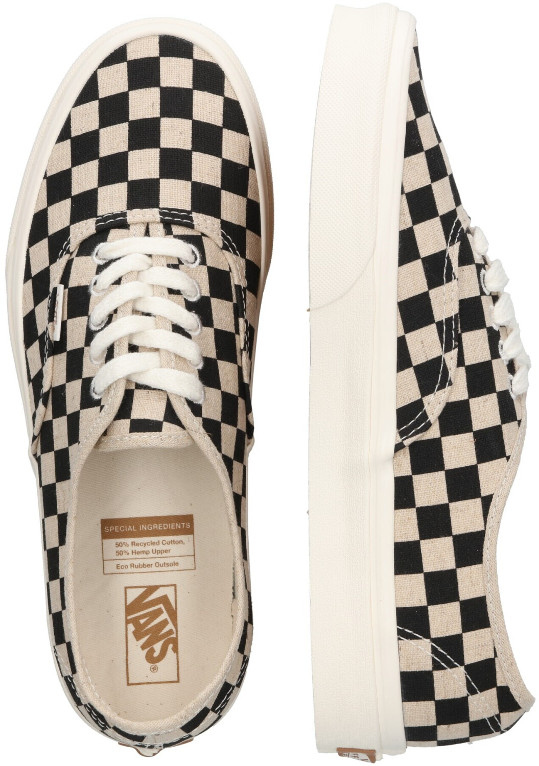 Vans authentic checkerboard plimsolls in black cheap