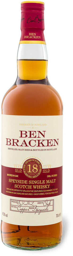 Ben Bracken 18 Years Speyside Single Malt Scotch Whisky 0,7l 41,9% ab 49,99  € | Preisvergleich bei