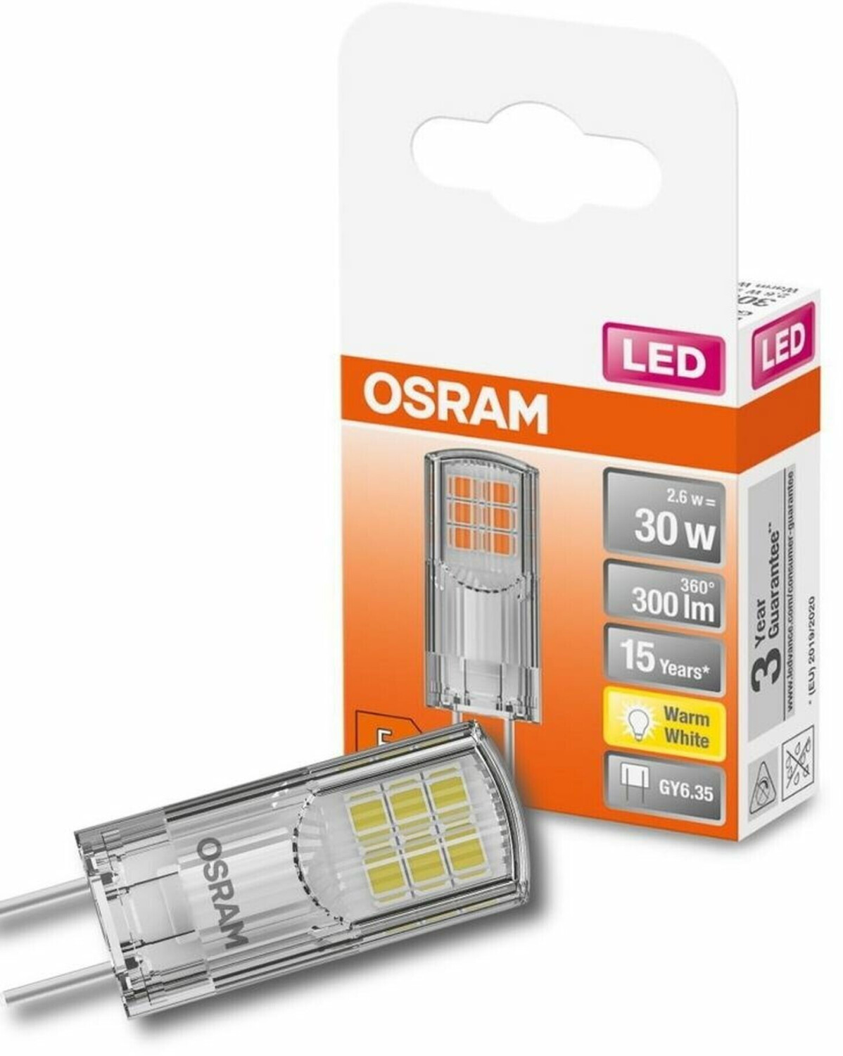 Ampoule LED Osram Base Pin blanc chaud G9 1,9W 3pcs.