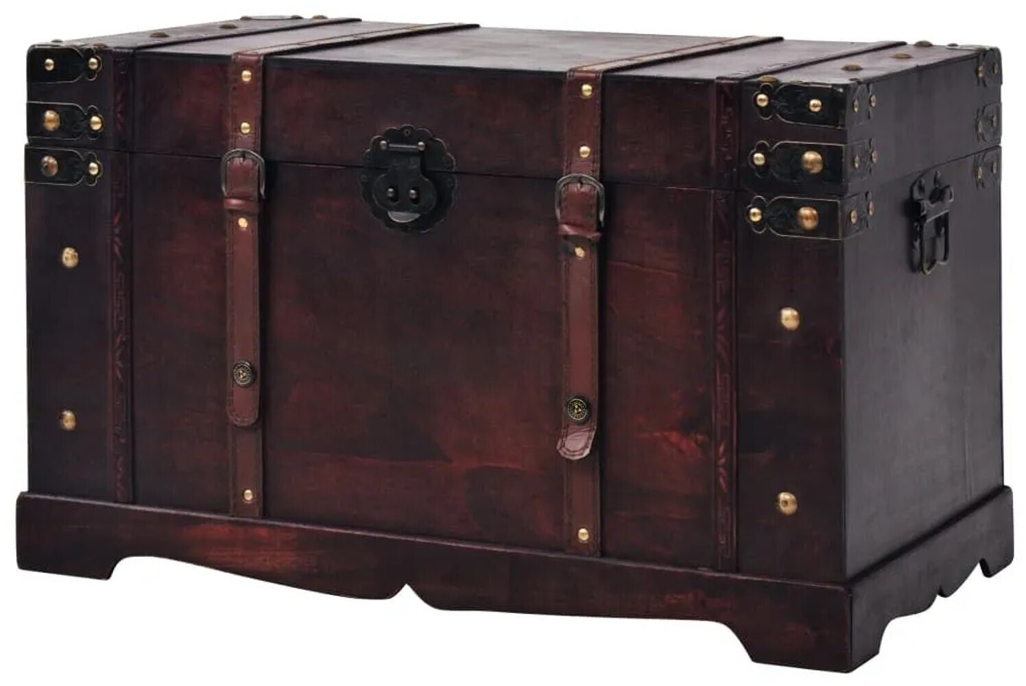 Coffre Au Trésor En Bois Décoratif Style Marin - Dimensions 34x24x21 Cm, Décoration Maison, Cadeau Thème été/mer
