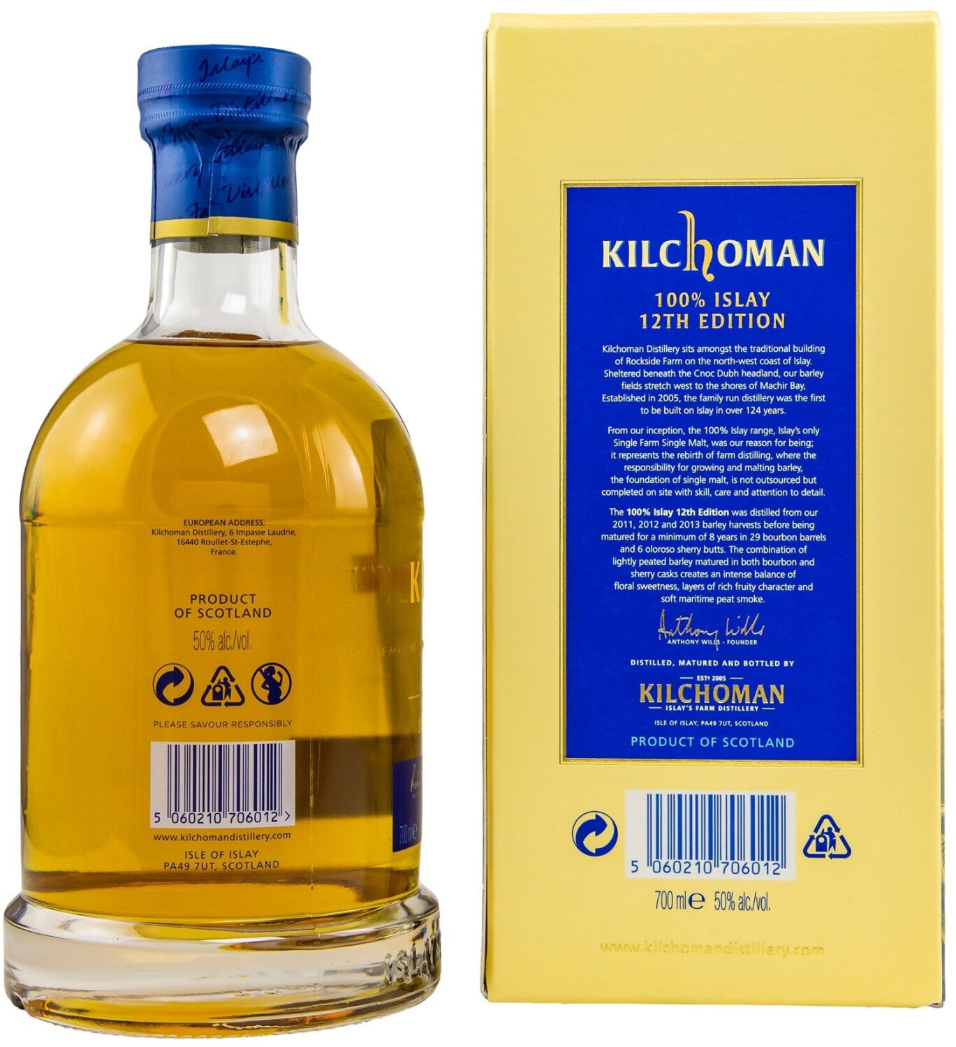 ウイスキー KILCHOMAN 100% ISLAY 12th EDITION 700ml Islay Single Malt Whisky, '100% Islay' 12th Edition