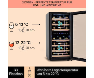 Klarstein Cantinetta Vino, Cantinetta Vino Refrigerata a Zona Doppia per  Interno/Esterni, Frigo Bar, Cantina Vino con Vetrina, Mini Bar con  Protezione