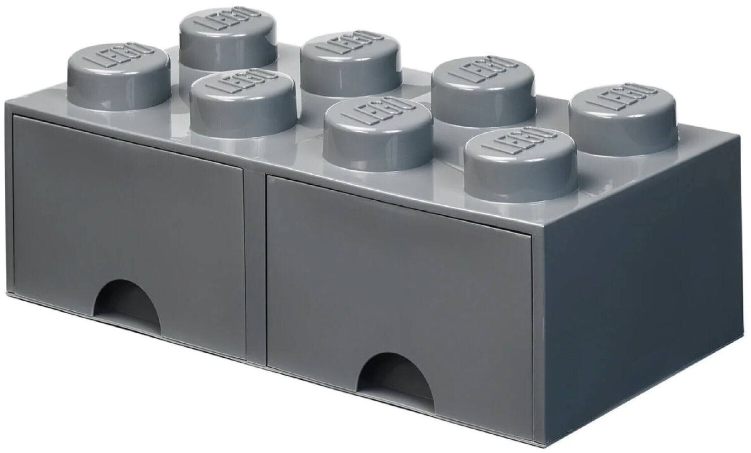 LEGO Brique de rangement 8 tenons 2 tiroirs gris foncé