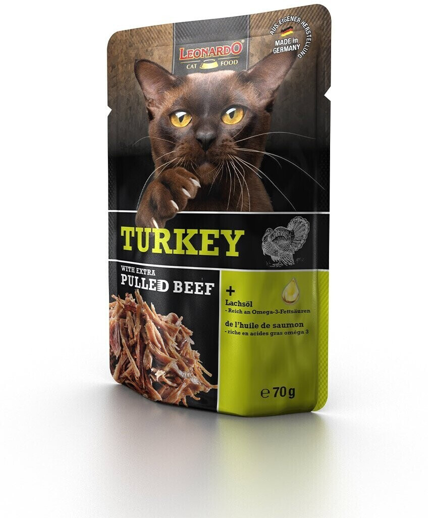 LEONARDO Cat Food Cat turkey with extra pulled beef wet food 70g