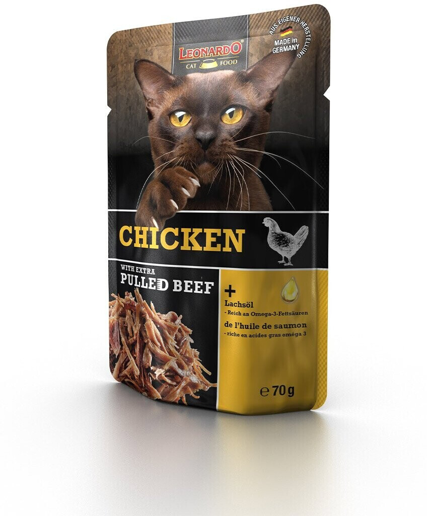 LEONARDO Cat Food Cat Chicken with extra pulled beef wet food 70g