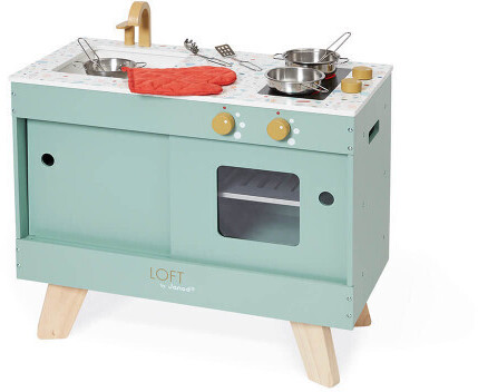 Cuisine en bois jouet pour enfant - Jeu d'imitation dinette J06564