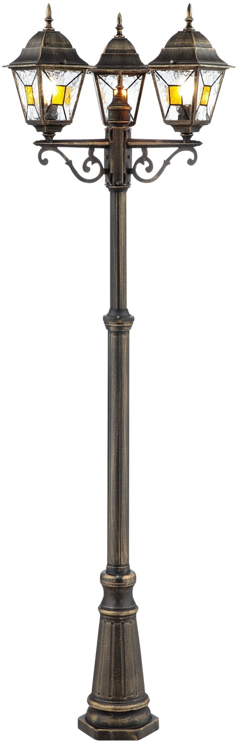 Brilliant Janel 3-Flames E27 IP44 H:220cm noir/or (90985A86)